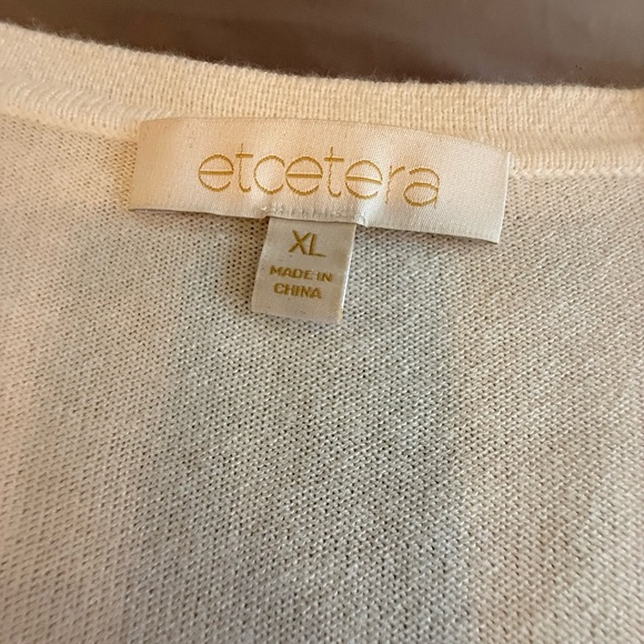 Etcetera by Carlisle Ivory Long Sleeve Lightweight Silk Blend Sweater Size XL - Picture 11 of 11